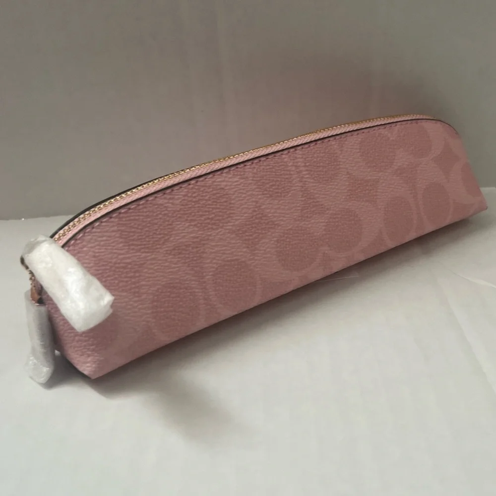 New Coach Notebook In Signature Canvas Gold/Powder Pink CEA49+pencil case CEA52